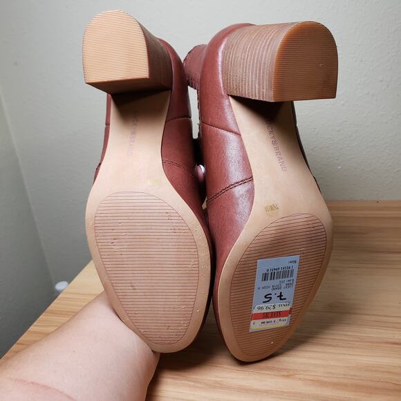 Lucky Brand Women\'s 7.5 Sivya Block Heel Ankle Bootie Rust Brown‎ Woven Western main image 0